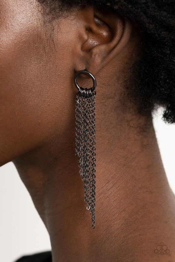 Divinely Dipping - Black Post Earrings - Paparazzi Accessories