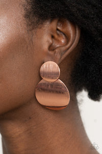 Here Today, GONG Tomorrow - Copper Post Earrings - Paparazzi Accessories