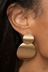 Here Today GONG Tomorrow - Gold Post Earrings - Paparazzi Accessories