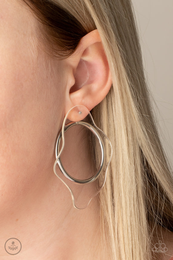 Clear The Way! - White Post Earrings - Paparazzi Accessories