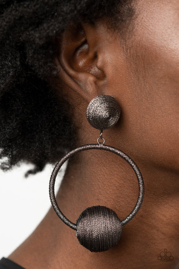Social Sphere - Black Post Earrings - Paparazzi Accessories