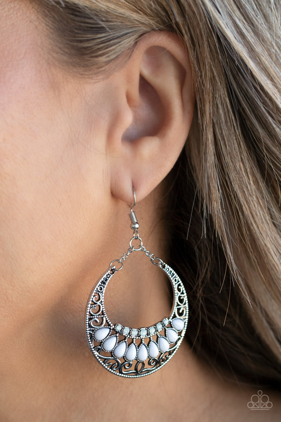 Crescent Couture - White Earrings - Paparazzi Accessories