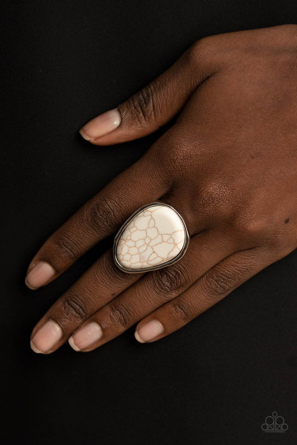 Marble Mecca - White Ring - Paparazzi Accessories