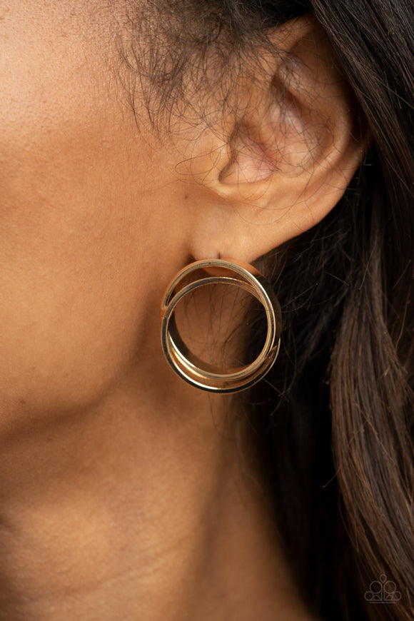 Always In The Loop - Gold Post Earrings - Paparazzi Accessories