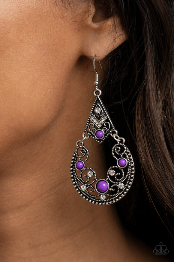 Bohemian Ball - Purple Earrings - Paparazzi Accessories