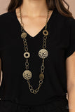 HOLEY Relic - Brass Necklace - Paparazzi Accessories