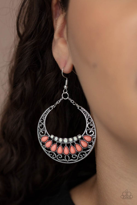 Crescent Couture - Orange Earrings - Paparazzi Accessories