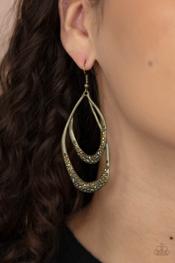 Beyond Your GLEAMS - Brass Earrings - Paparazzi Accessories