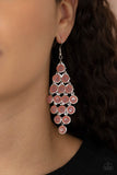With All DEW Respect - Orange Earrings - Paparazzi Accessories
