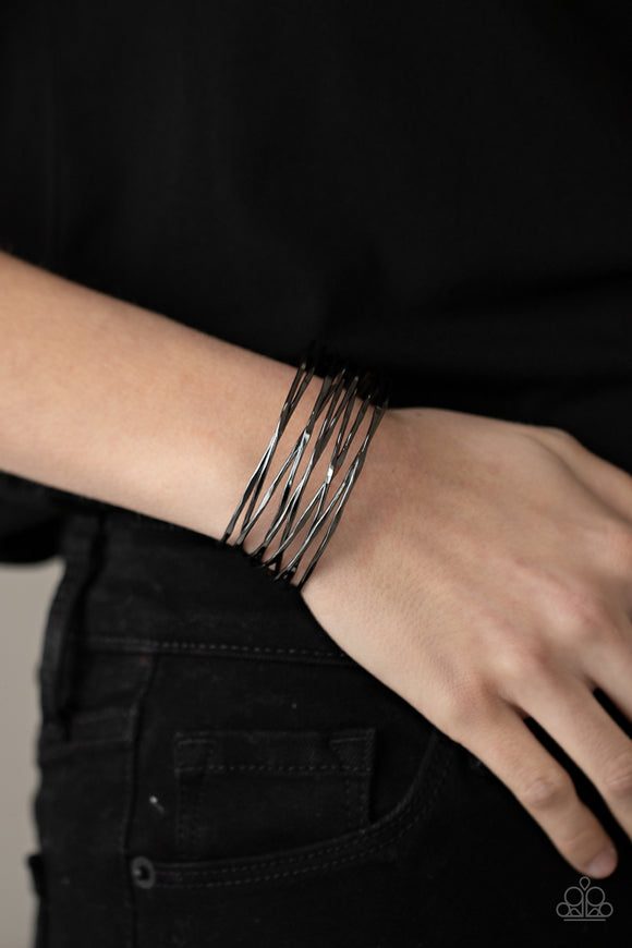 Nerves of Steel - Black Bracelet - Paparazzi Accessories