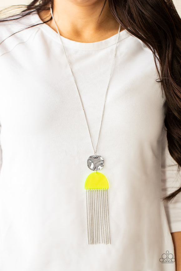 Color Me Neon - Yellow Necklace - Paparazzi Accessories
