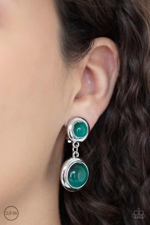 Subtle Smolder - Green Clip-On Earrings - Paparazzi Accessories