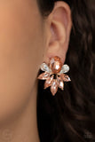 Fearless Finesse - Rose Gold Clip-On Earrings - Paparazzi Accessories