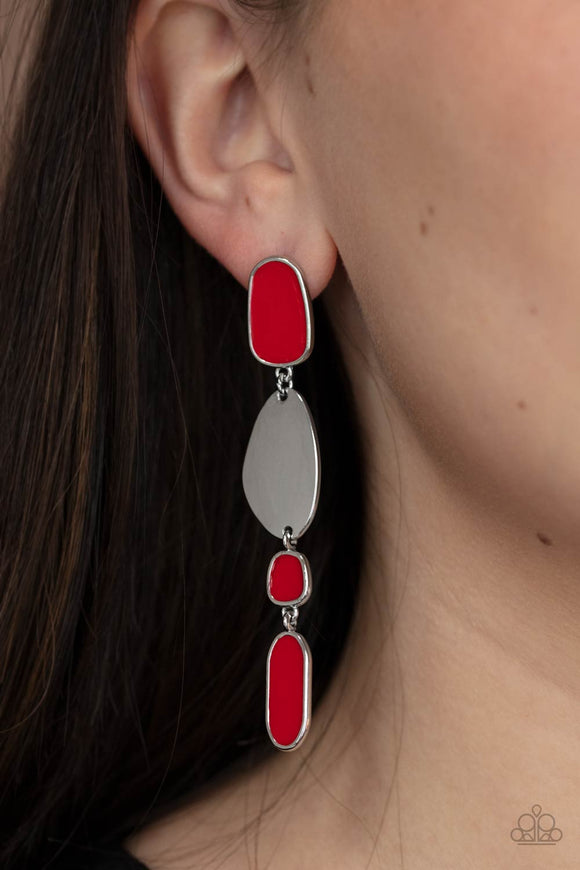 Deco By Design - Red Post Earrings - Paparazzi Accessories
