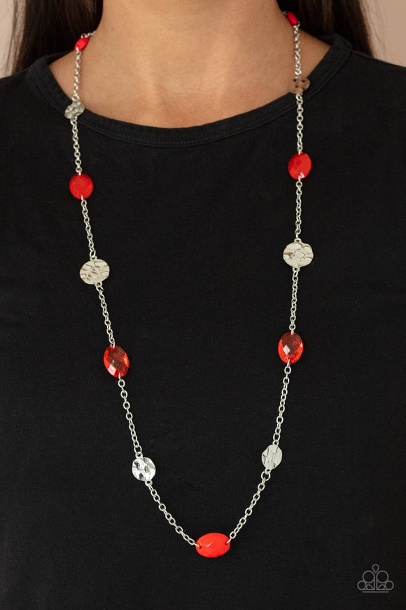 Glossy Glamorous - Red Necklace - Paparazzi Accessories