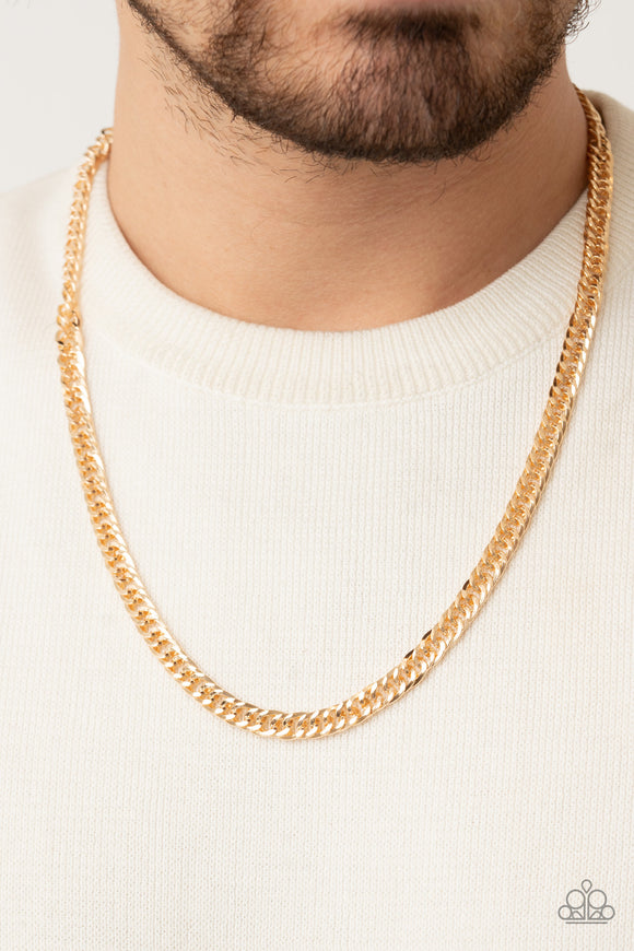 Valiant Victor - Gold Mens Necklace - Paparazzi Accessories