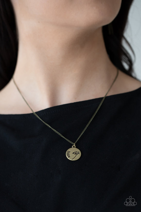 Hold On To Hope - Brass Necklace - Paparazzi Accessories