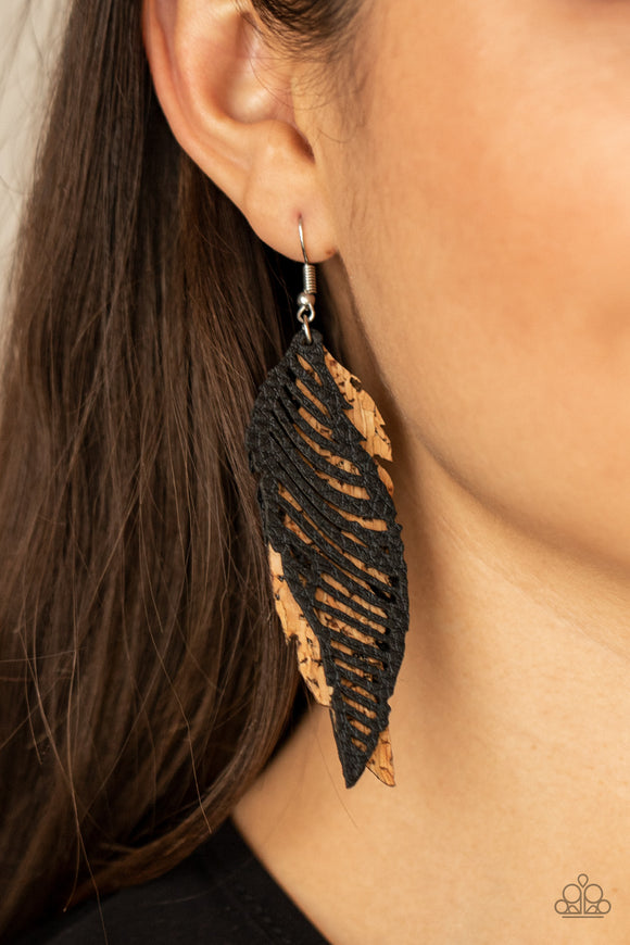 WINGING Off The Hook - Black Earrings - Paparazzi Accessories