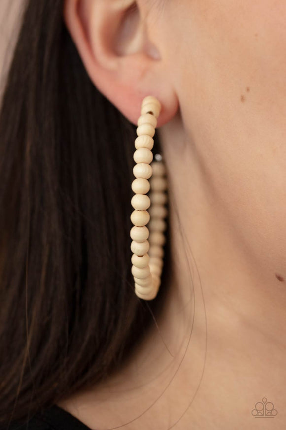 Should Have, Could Have, WOOD Have - White Earrings - Paparazzi Accessories