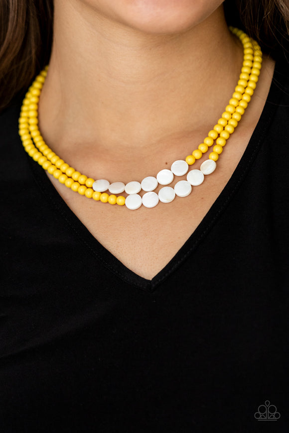 Extended STAYCATION - Yellow Necklace - Paparazzi Accessories