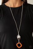 Top Of The WOOD Chain - Orange Necklace - Paparazzi Accessories