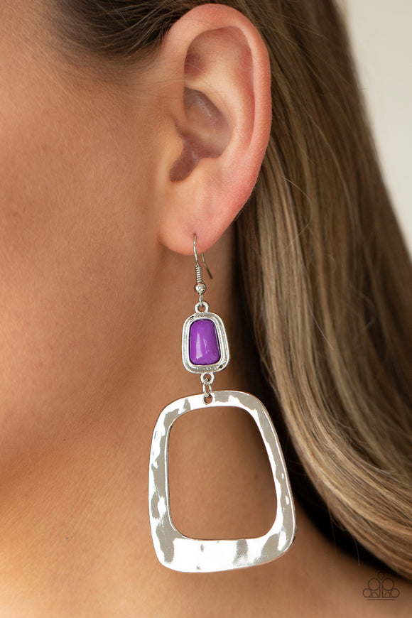 Material Girl Mod - Purple Earrings - Paparazzi Accessories