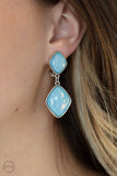 Double Dipping Diamonds - Blue Clip-On Earrings - Paparazzi Accessories