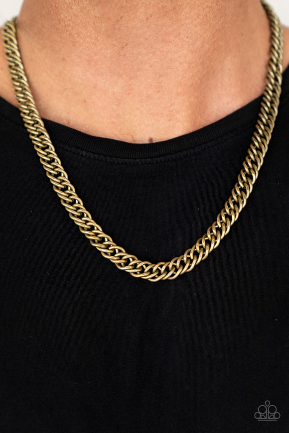 Winners Circle - Brass Mens Necklace - Paparazzi Accessories