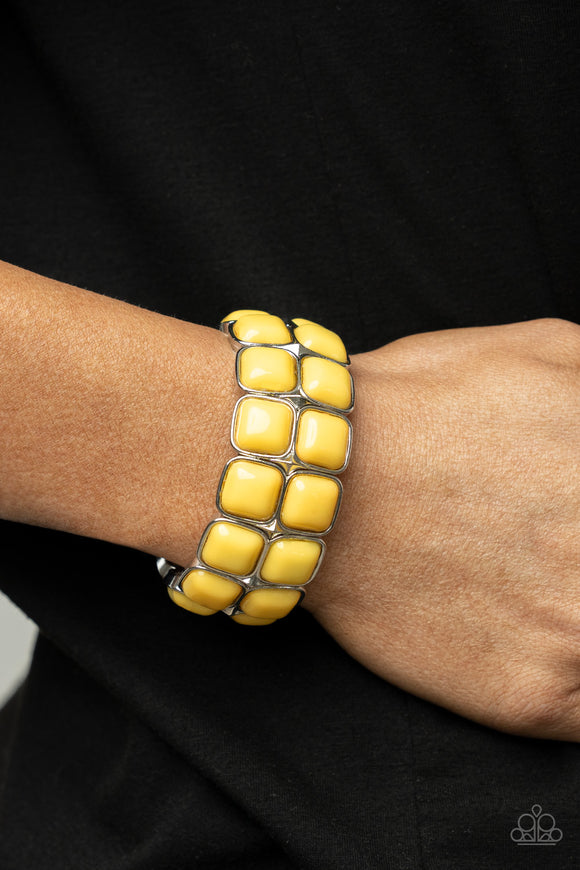 Double The DIVA-ttitude - Yellow Bracelet - Paparazzi Accessories