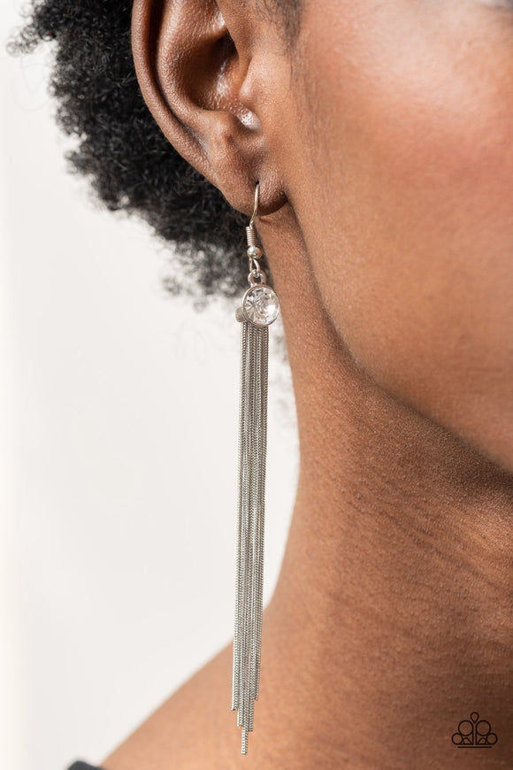 Always In Motion - White Earrings - Paparazzi Accessories