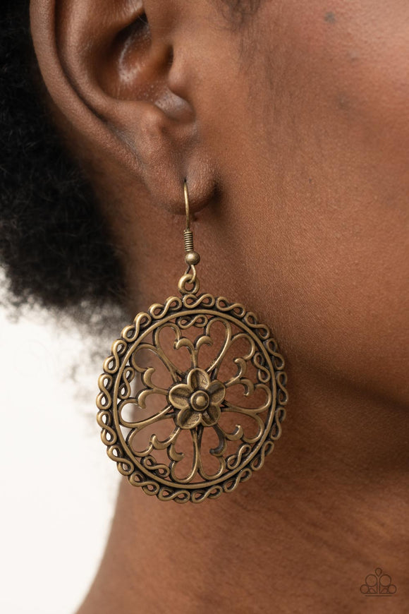 Floral Fortunes - Brass Earrings - Paparazzi Accessories