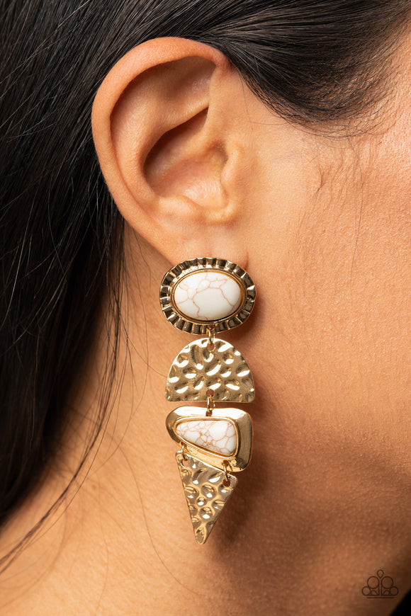 Earthy Extravagance - Gold Post Earrings - Paparazzi Accessories