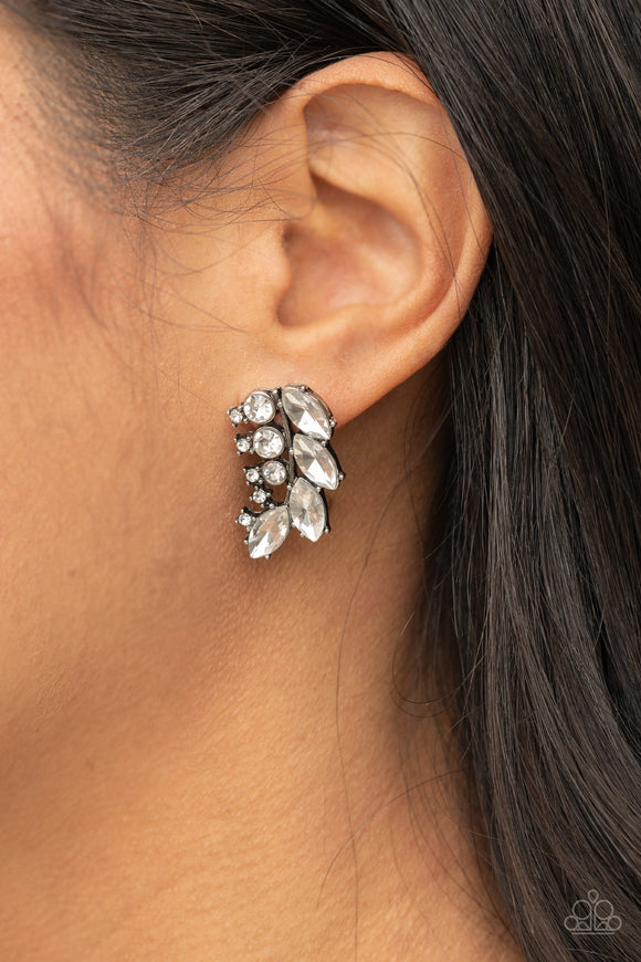 Flawless Fronds - White Post Earrings - Paparazzi Accessories