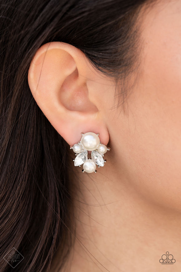 Royal Reverie - White Post Earrings - Paparazzi Accessories