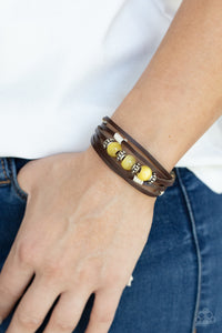 Homespun Radiance - Yellow Bracelet - Paparazzi Accessories