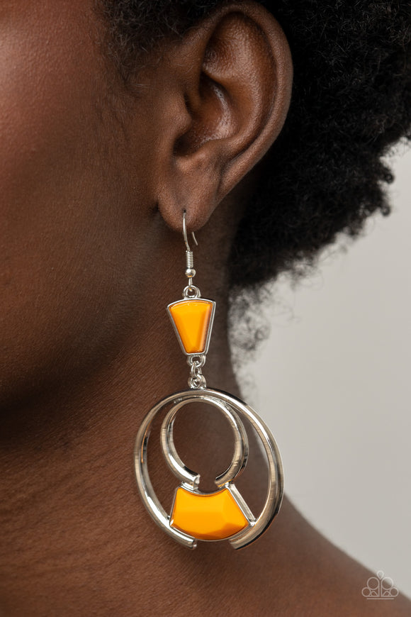 Deco Dancing - Orange Earrings - Paparazzi Accessories