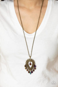 Teasable Teardrops - Brass Necklace - Paparazzi Accessories