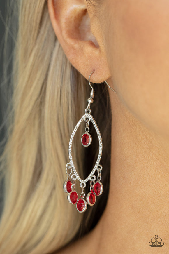 Glassy Grotto - Red Earrings - Paparazzi Accessories