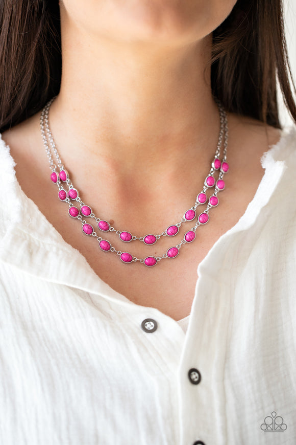 Sahara Safari - Pink Necklace - Paparazzi Accessories