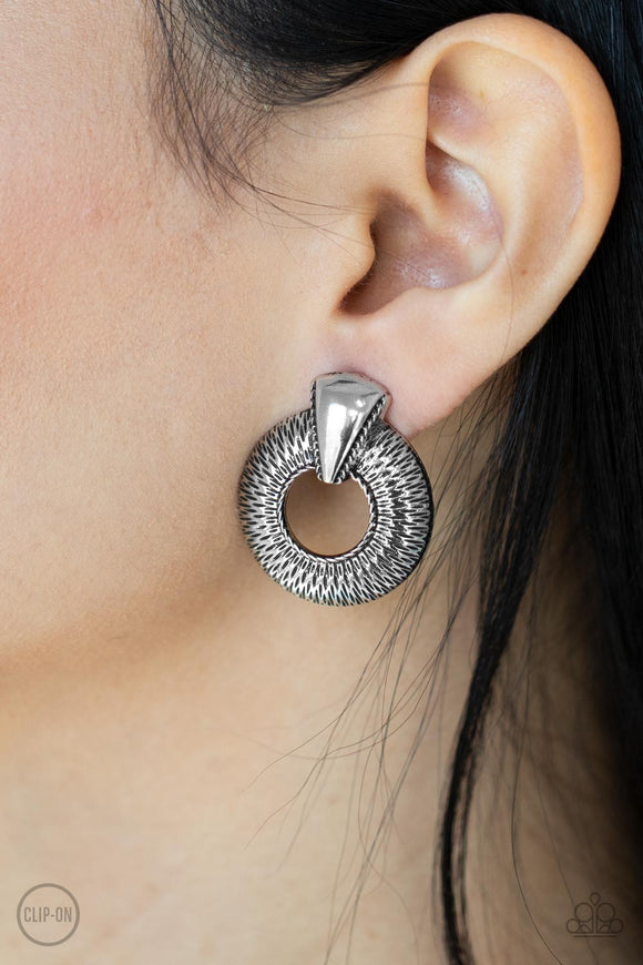 Industrial Innovator - Silver Clip-On Earrings - Paparazzi Accessories