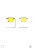flair-and-square-yellow-post earrings-paparazzi-accessories