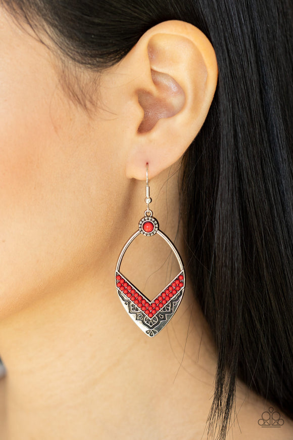 Indigenous Intentions - Red Earrings - Paparazzi Accessories