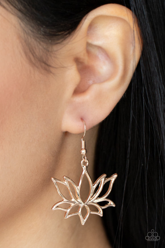 Lotus Ponds - Rose Gold Earrings - Paparazzi Accessories