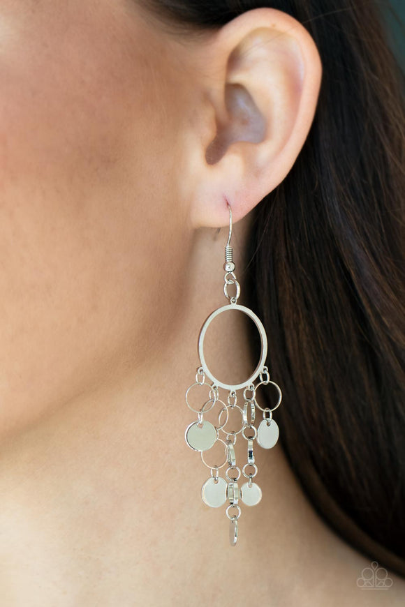 Cyber Chime - Silver Earrings - Paparazzi Accessories