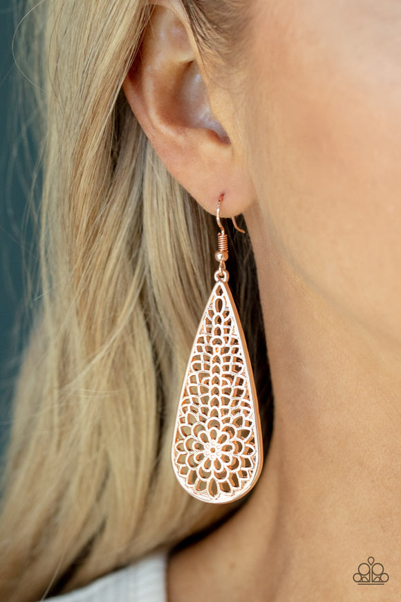 Posy Pasture - Rose Gold Earrings - Paparazzi Accessories