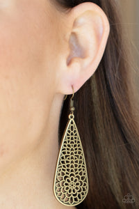 Posy Pasture - Brass Earrings - Paparazzi Accessories
