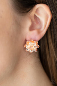 Water Lily Love - Rose Gold Post Earrings - Paparazzi Accessories
