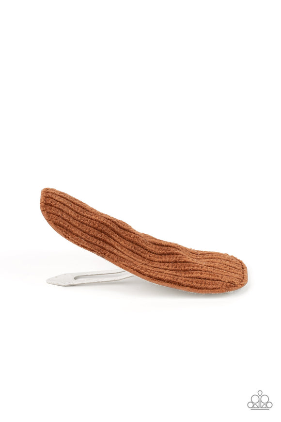 Corduroy Couture - Brown Hair Clip - Paparazzi Accessories