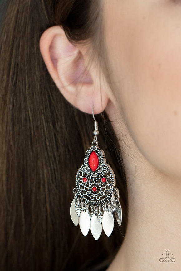 Galapagos Glamping - Red Earrings - Paparazzi Accessories