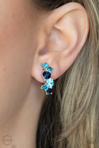 Cosmic Celebration - Blue Clip-On Earrings - Paparazzi Accessories